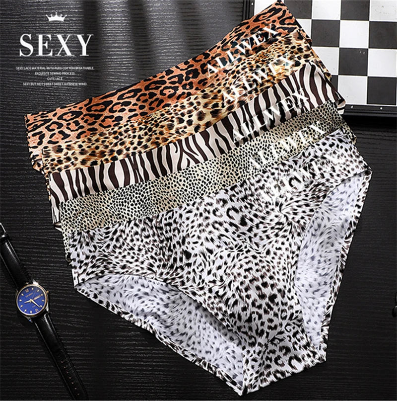 Choice Ropa interior hombre 3D convex pouch calzoncillos hombres leopard print sissy gay man underwear ice silk sexy tоy mens