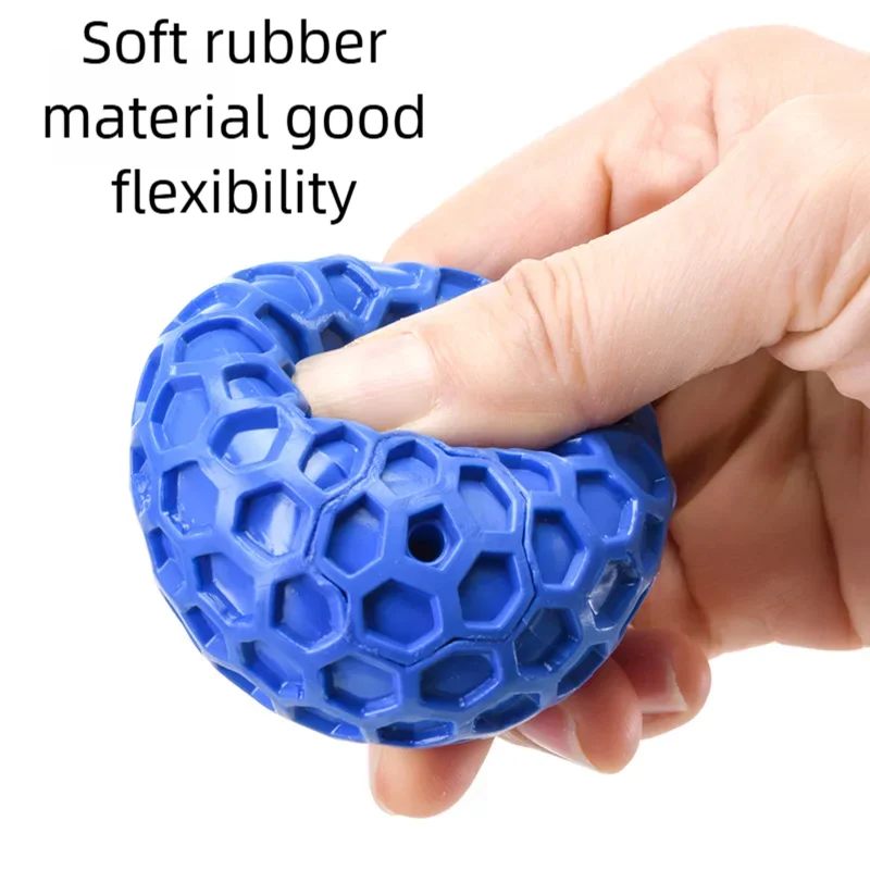 Interactive Dog Toys - Natural Rubber Honeycomb Balls Bite Resistant Teething Chew Toys with Sound for Clean Teeth Pet Play