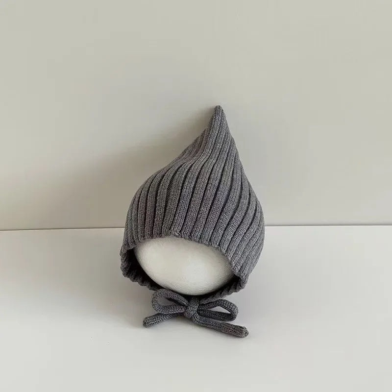 0-24M Baby Beanie Newborn Elf Hat Spring Autumn Knitted Windproof Warm Earflap Cap With Pom Pom