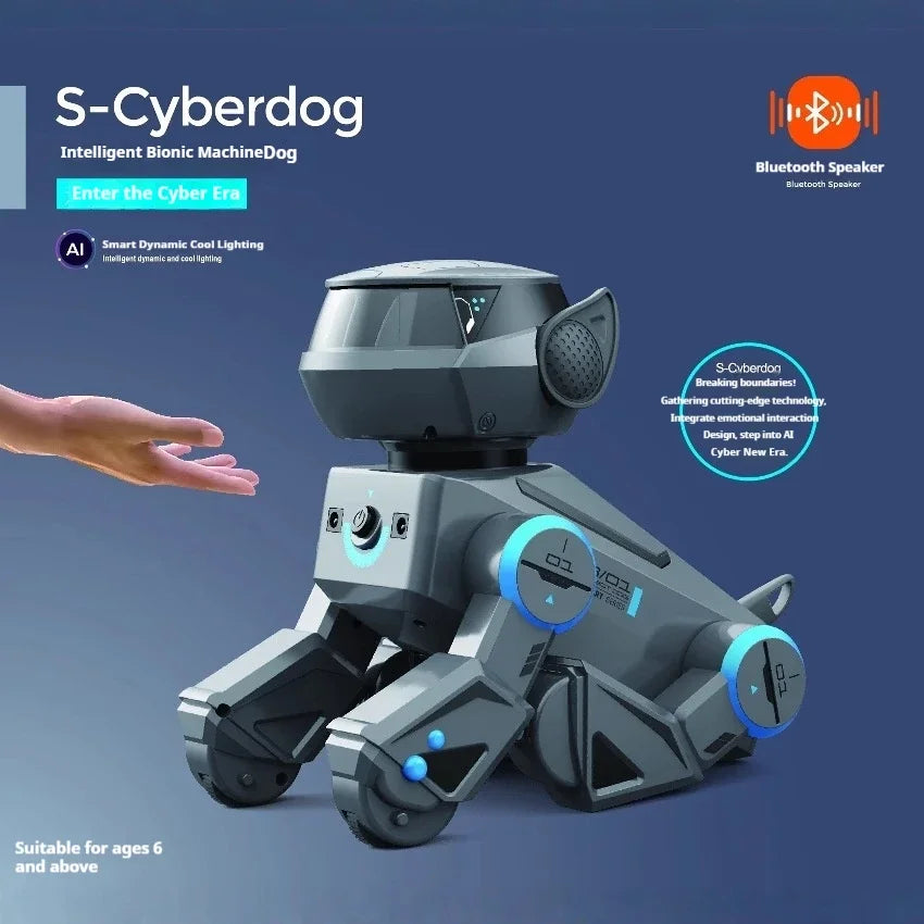 AI intelligent robot dog, interactive toys for children over 6 years old, gesture touch remote control Bluetooth speaker.
