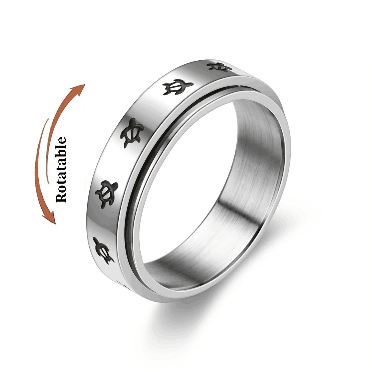 Titanium Steel Rotatable Chain Fidget Spinner Mens Rings Multifunction Anti Stress Knuckle Ring Accessories Anillo Hombres