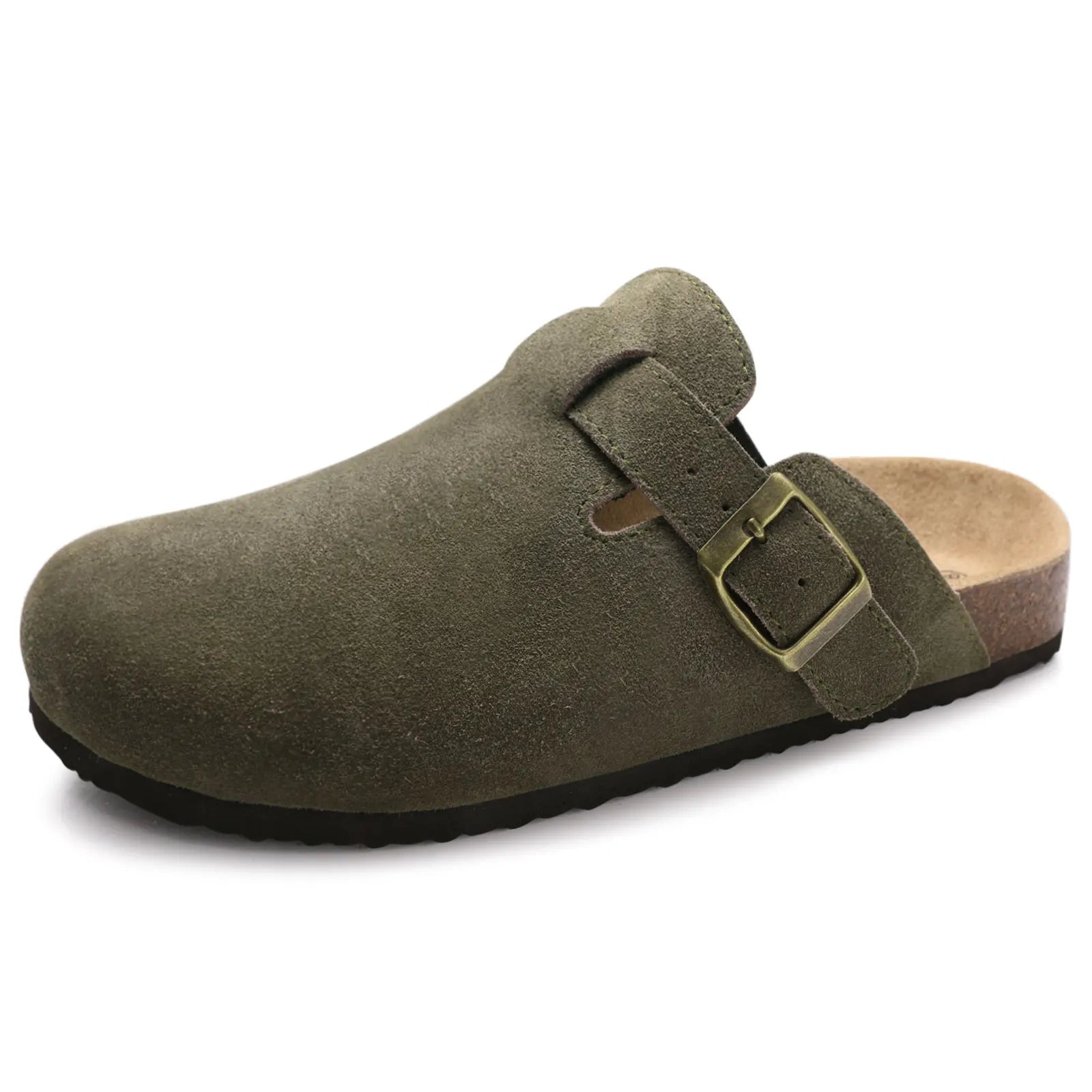 Shevalues Men Clogs Slippers Cow Suede Clogs For Men Leather Mules Men Fashion Beach Shoes Men Outdoor Classic Cork Sandals Men