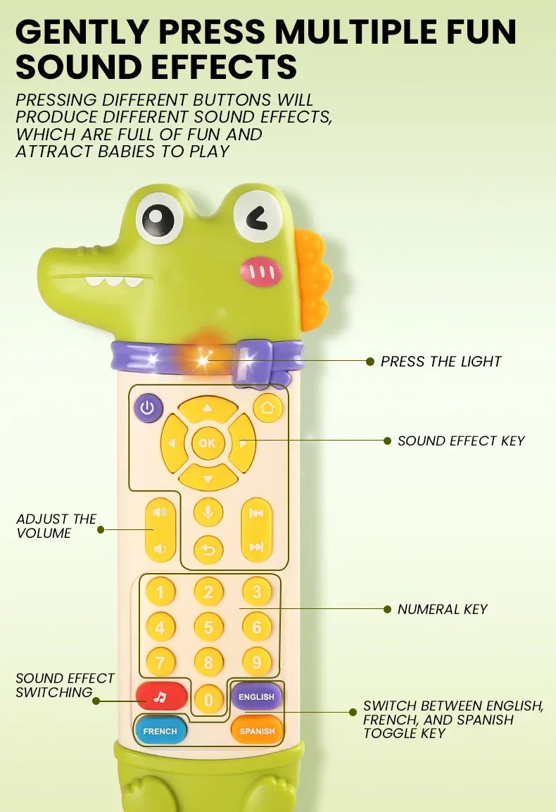 Infant Simulation TV Remote Control Toys with Music and Light Musical Baby Toy Sensory Remote Kid Baby Toys for 1 2 3 Year Old
