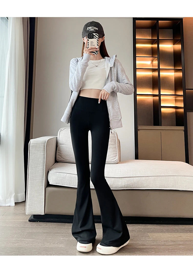 Shark Flared Pants for Women High Waist Skinny Black Casual Spring Autumn 2025 Dance Yoga Micro-Pull
