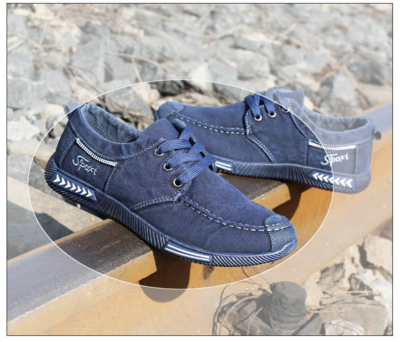 Denim Men Shoes Flat Walking Sneakers Fashion Male Canvas Shoes 2025 New Comfortable Casual Shoes for Men Brand Tenis Hombres