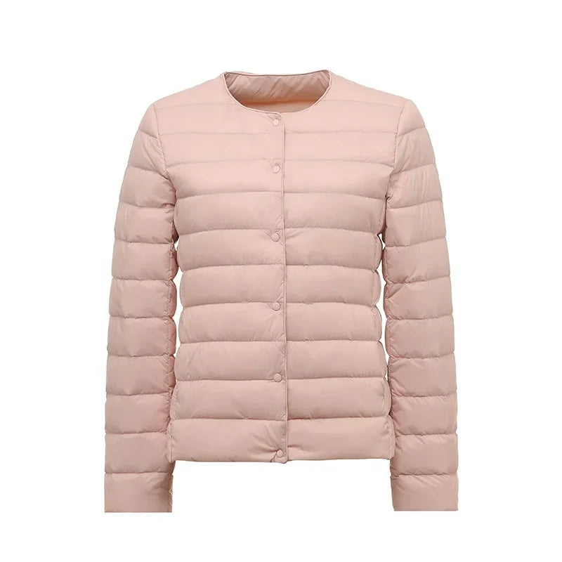 2024 New Spring Winter Women Liner Warm Down Jackets Ultralight Collarless Portable Female Padded Parkas O-Neck Puffer Overcoat
