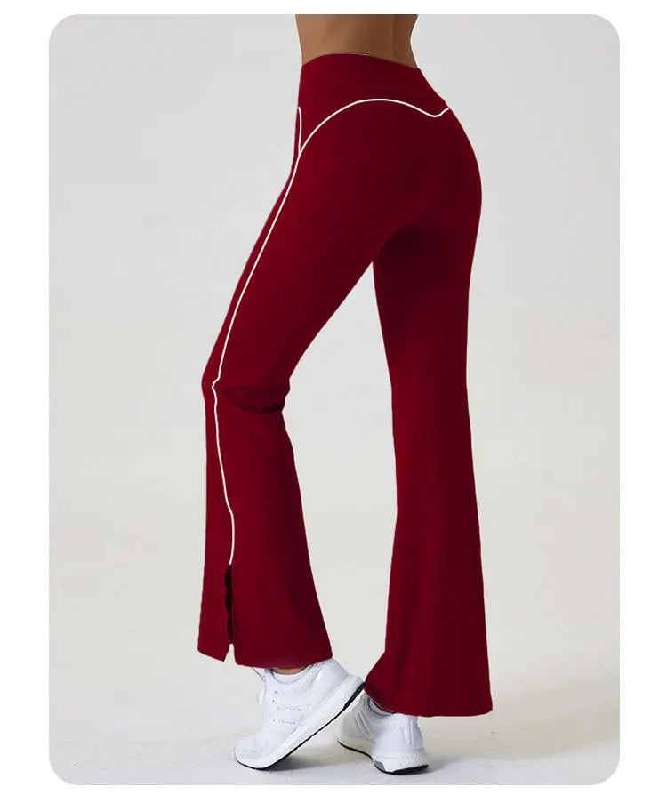 Flared Sports Yoga Pants High-Waisted Women Pants and Trousers Women Trousers Fitness Female Clothing Solid Color Women