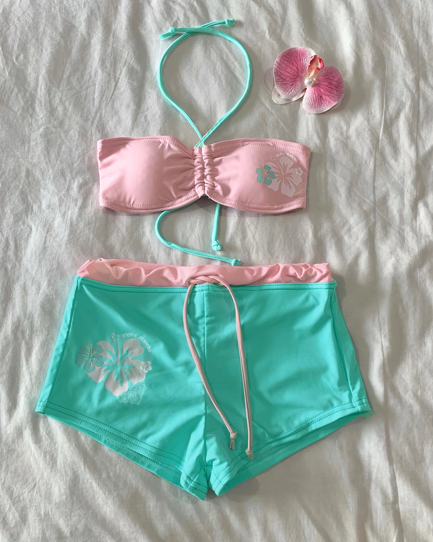 Women's bikini set cute retro casual streetwear Y2K Harajuku aesthetic hip-hop summer sweet polka dot slim Kawaii women's skirt