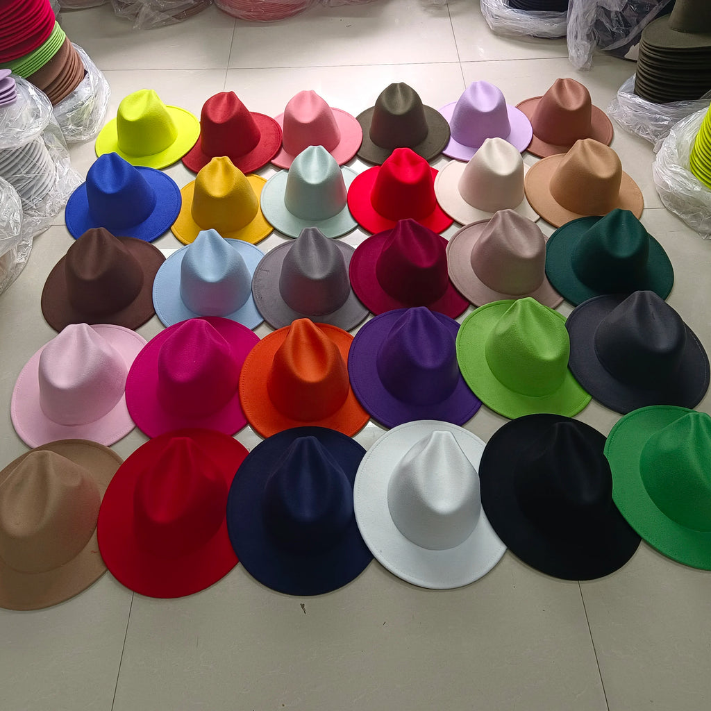 Navy blue men's fedora hat women's couple party fedora Panama hat unisex hat navy blue fedora gorras para hombres