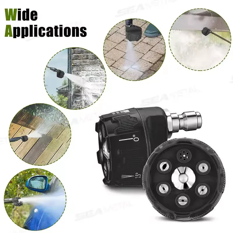 High Pressure Car Wash Nozzle 6 in 1 Multifunctional 14 Inch Design Suitable for 1/4 Inch Pressure Washer Machines