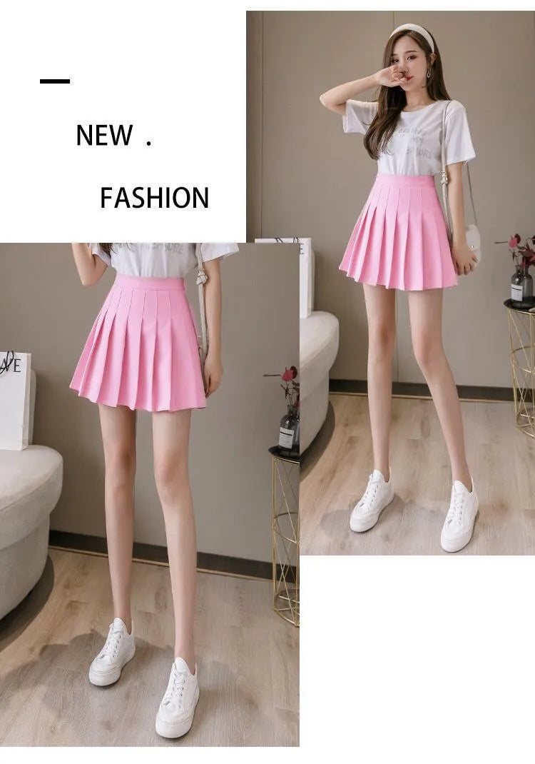 Preppy Style Women Pleated Skirts Summer High Waist Zipper Girls Dancing JK Mini Skirts Black Fashion Student A Line Faldas 2025