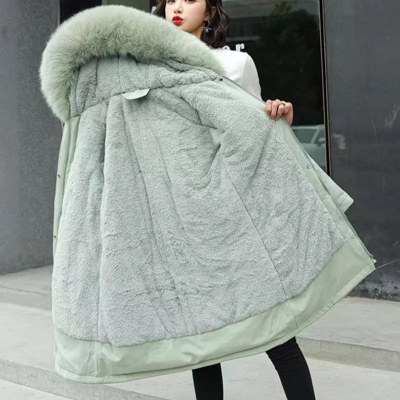 New In Coats & Jackets Women's Winter Padded Jacket Loose Casual Outerwears Fleece Hodded Windbreaker Elegant Office Lady's Coat