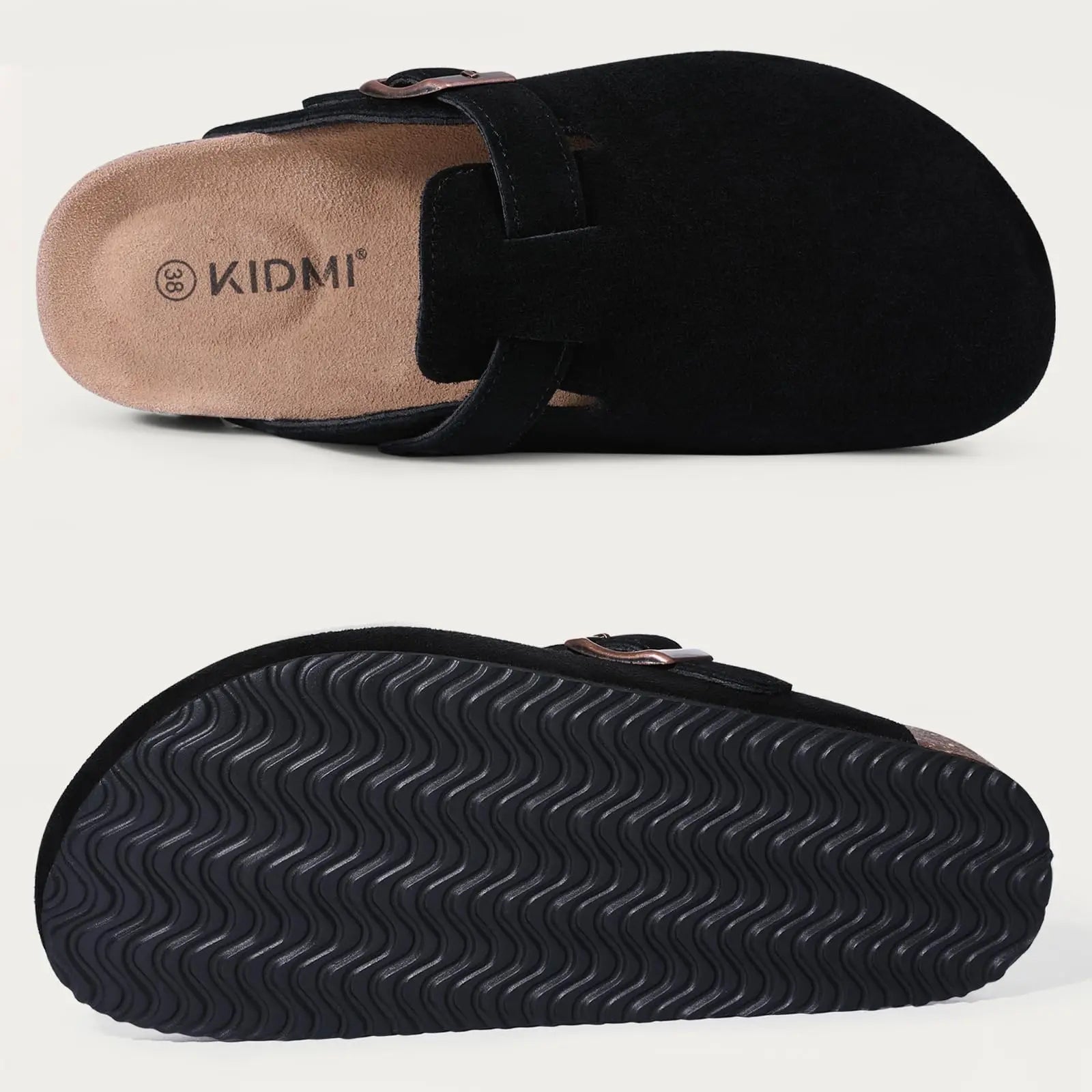 Shevalues Men Clogs Slippers Cow Suede Clogs For Men Leather Mules Men Fashion Beach Shoes Men Outdoor Classic Cork Sandals Men