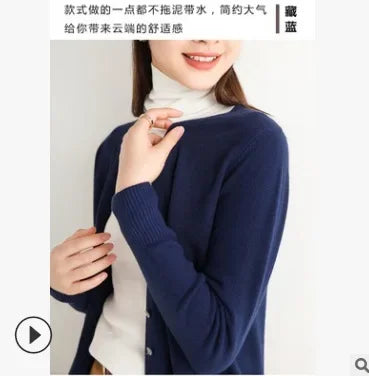 2025 Women Cardigans Long Sleeve Knitted Outerwear Solid Thin Spring Autumn Sweaters V-neck Knitwears Korean Fashion Cardigans