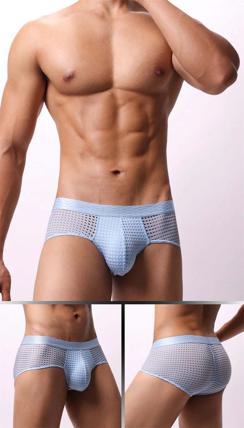 sexy tоy mens underwear Breathable mesh ropa interior hombre low waist calzoncillos hombres wide waistband sissy gay boxers new