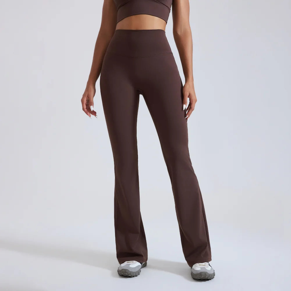 Yoga Flared Pants Women High-Waist Sports Bell Bottom Trousers Gym Fitness Leggings Naked Feel Pilates Running Sports Trousers
