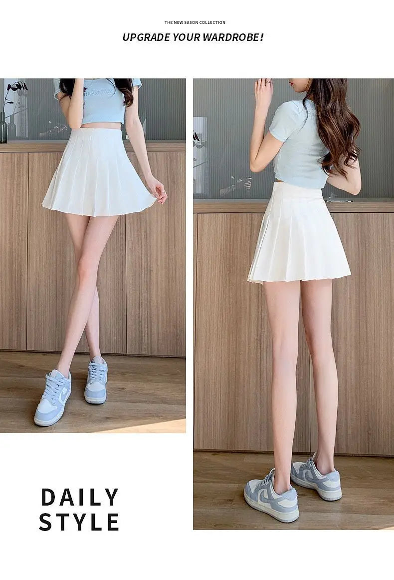 Preppy Style Women Pleated Skirts Summer High Waist Zipper Girls Dancing JK Mini Skirts Black Fashion Student A Line Faldas 2025