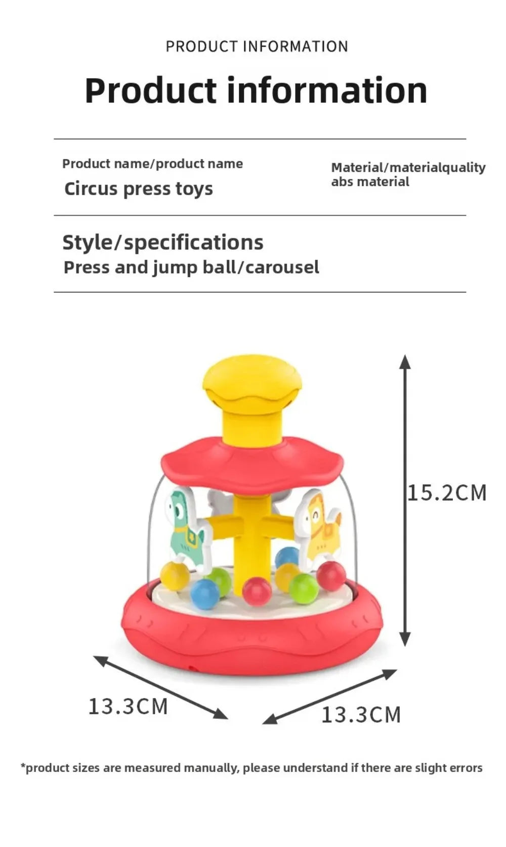 Interactive Games Baby Press Rotating Toy Early Learning Hand Coordination Sensory Spinning Toys Cartoon Skills Educational Toy