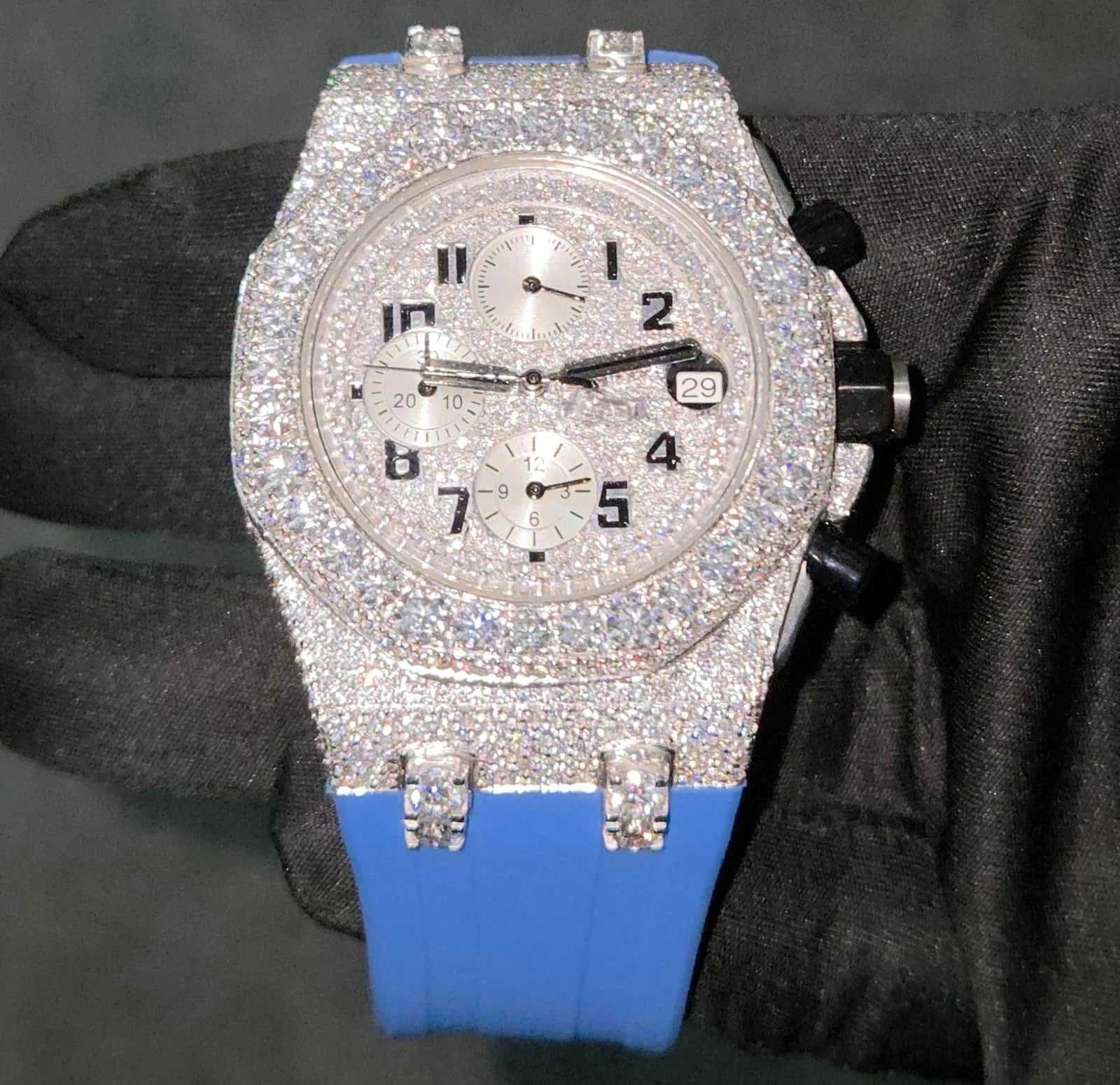 VVS Moissanite Diamond Miyota Quartz Mechanical Automatic Watch Analog Rubber Belt Luxury Fashion Sport Classic Antique