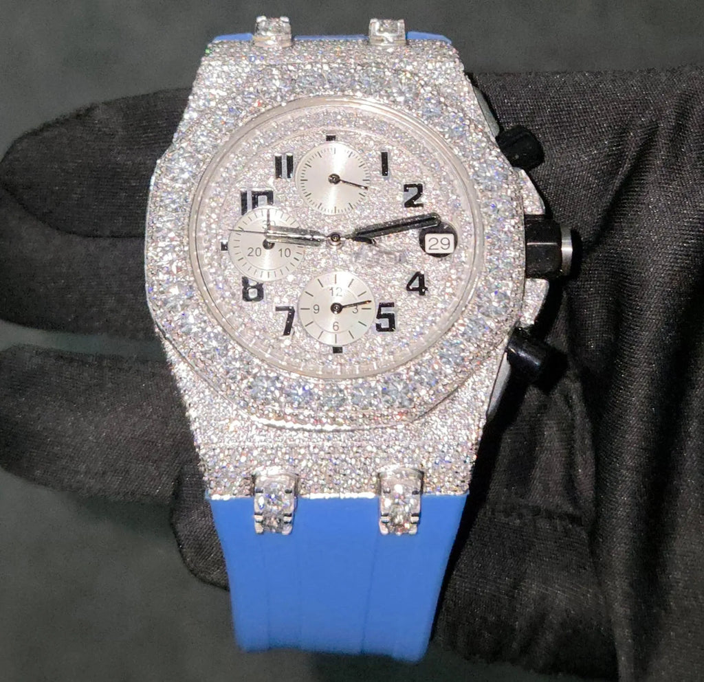 VVS Moissanite Diamond Miyota Quartz Mechanical Automatic Watch Analog Rubber Belt Luxury Fashion Sport Classic Antique