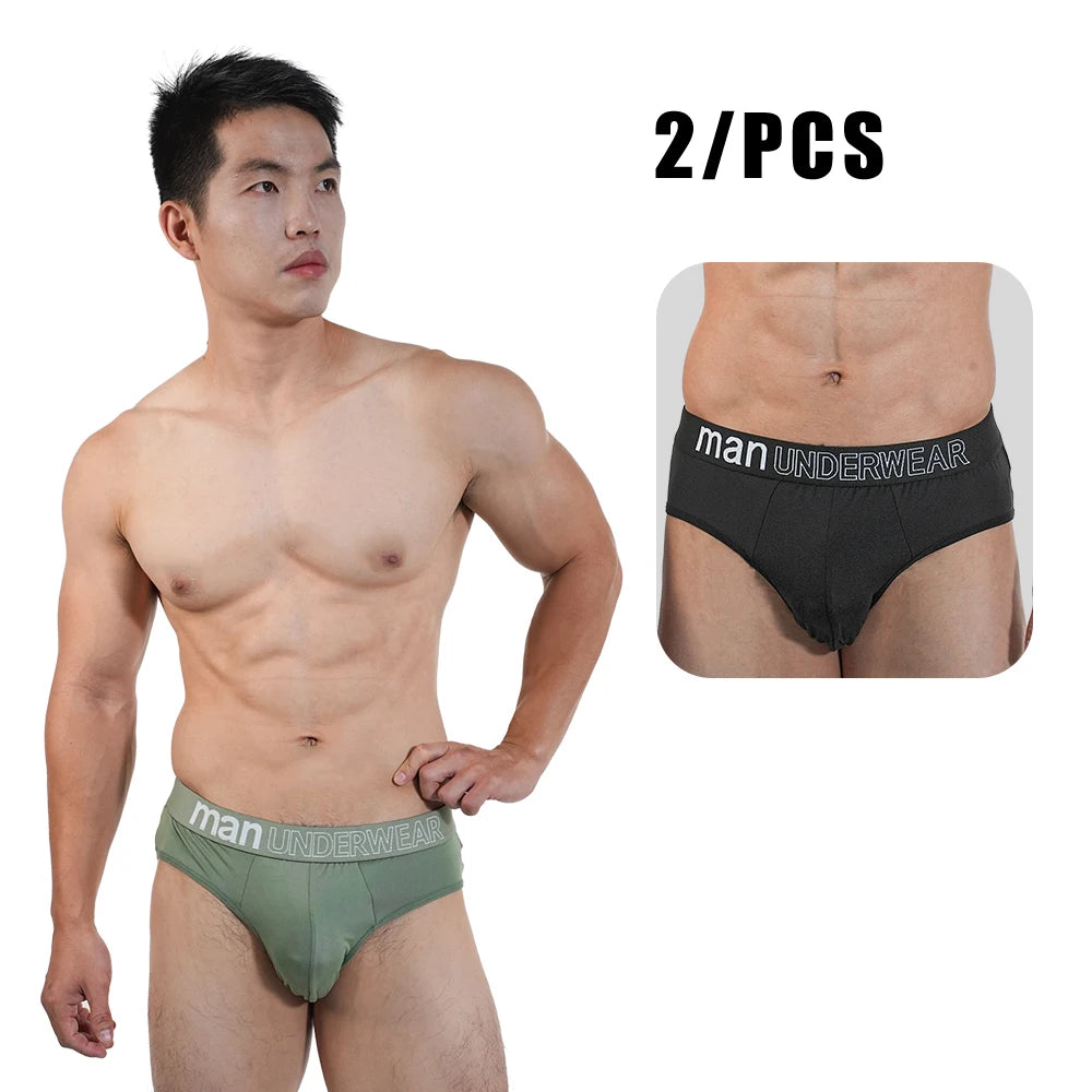 2Pcs Men‘s Large Briefs Mens Comfortable Underpants Man Sexy Gifts Underwear Stunend Breathable Triangle Panties Para Hombres