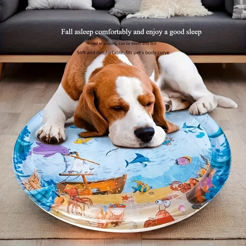 Interactive Water Play Mat for Cats &Dogs - Floating Fish Toy,Splash-Proof Pet Activity Center for Indoor Fun,Mental Stimulation