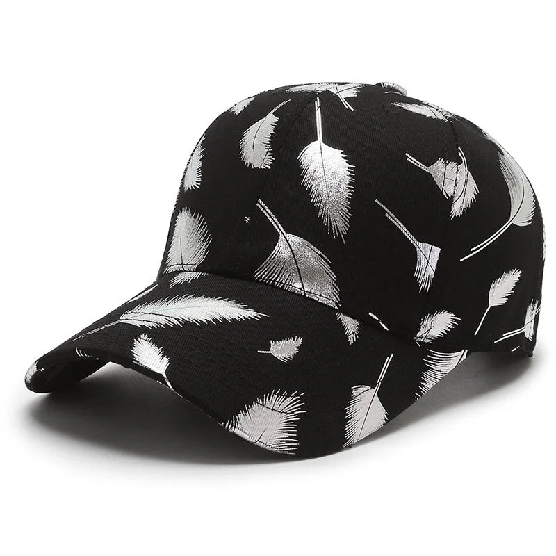 FS Brand Black Golden Feather Print Baseball Cap For Men Summer Women Trucker Hat Casual Cotton Snapback Hip Hop Caps Bone 2026
