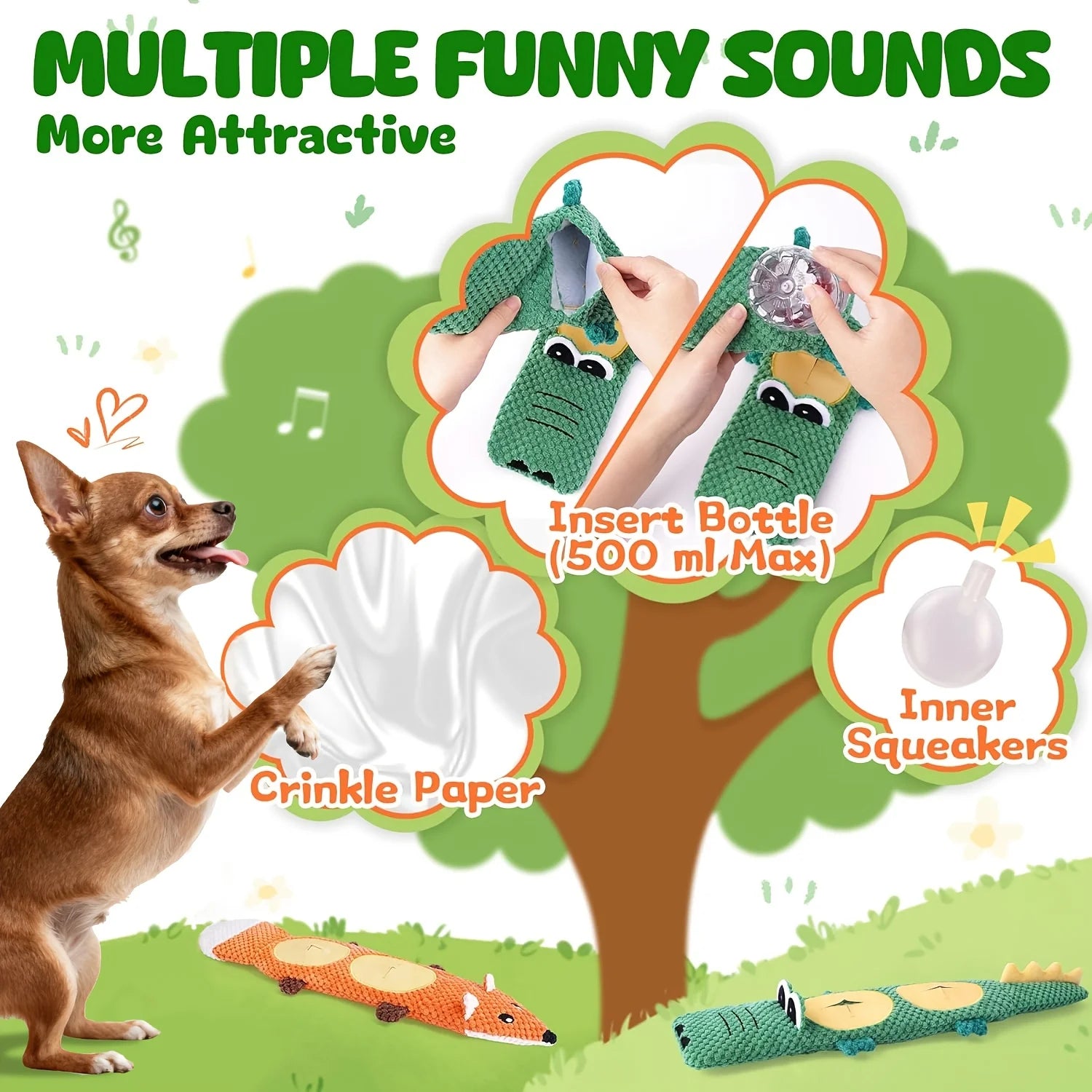 Interactive Toys Dog Toys for Aggressive Chewers, No Stuffing Interactive Dog Toys for Boredom and Teething, Squeaky Chew Toy