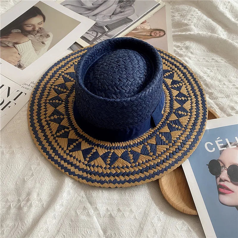 Straw hat women breathable sun hat fashion hollow retro straw hat hand-woven summer travel straw hat gorras para hombres