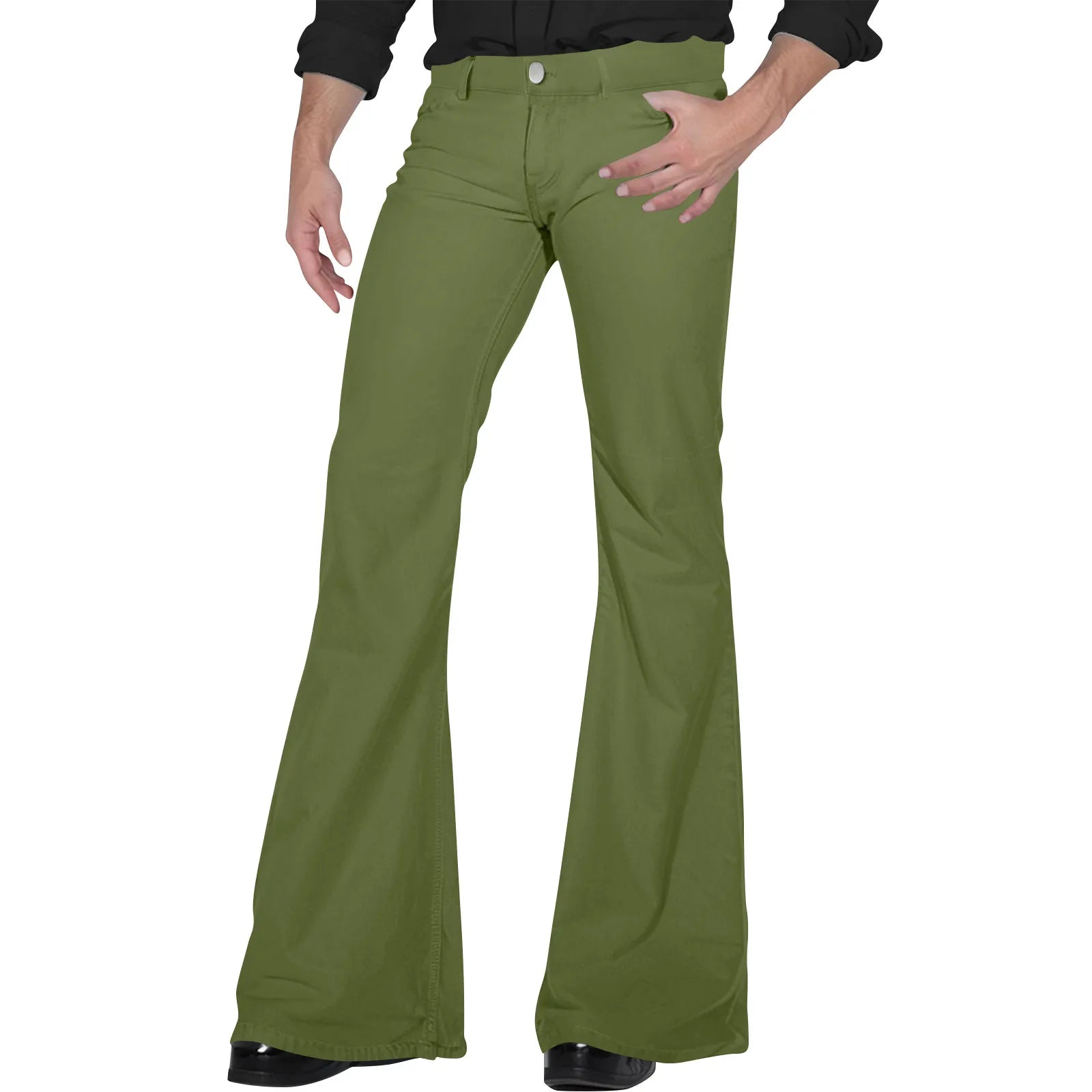 Flare Pants Men Spring Solid Color Daily Simple Classic Trousers Chic Comfortable Hip Hop Mopping Bottoms Disco Flared Pants