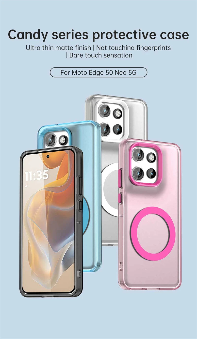 Transparent Case For Motorola Moto S50 Case For Moto S50 5G Magnetic Adsorption Wireless Charge Back Cover For Moto S50 Case