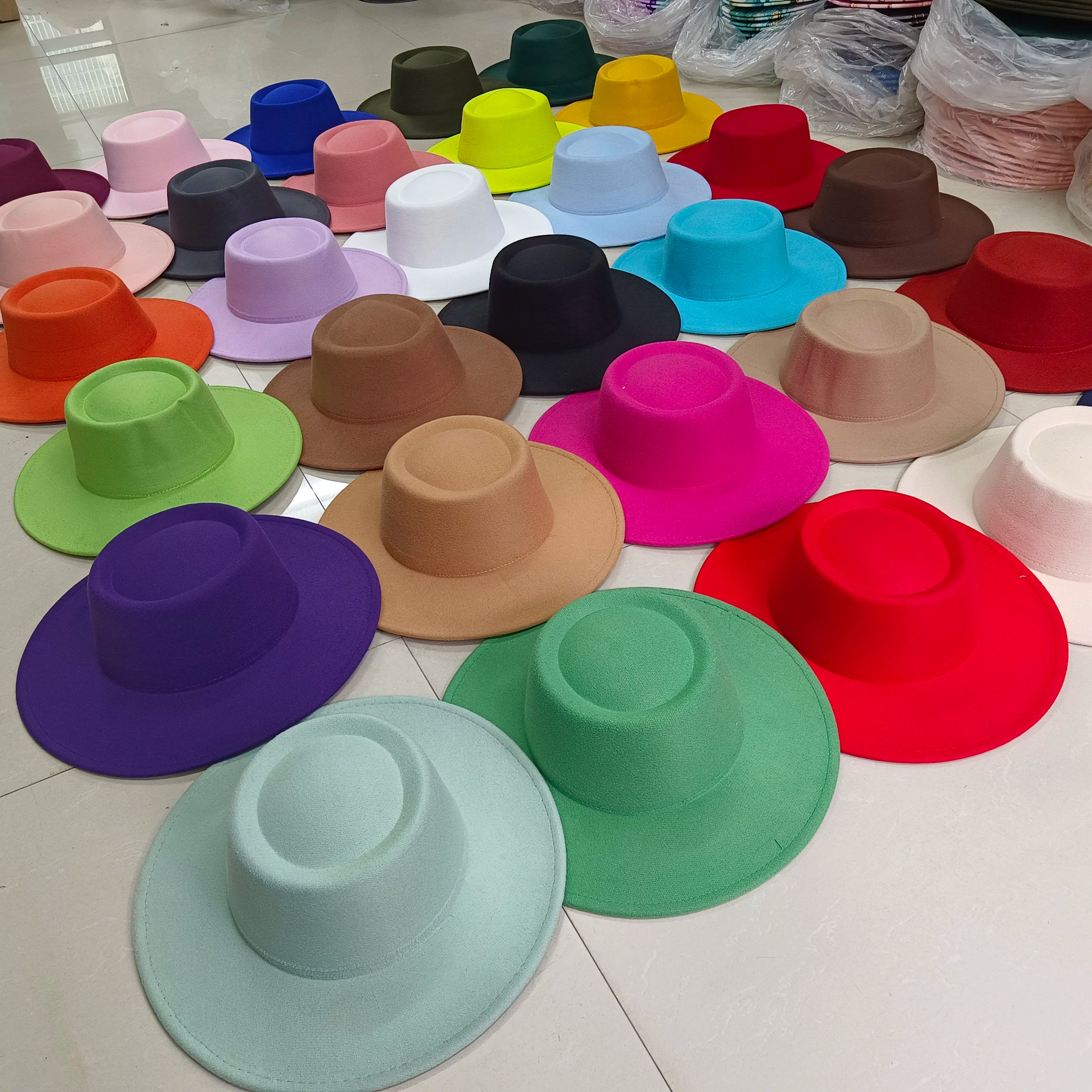 British Style 8CM Wide Brim Fedora Hat Women's Fashion Autumn/Winter Pork Pie hat Wedding Hat Jazz Hat Gorras para hombres