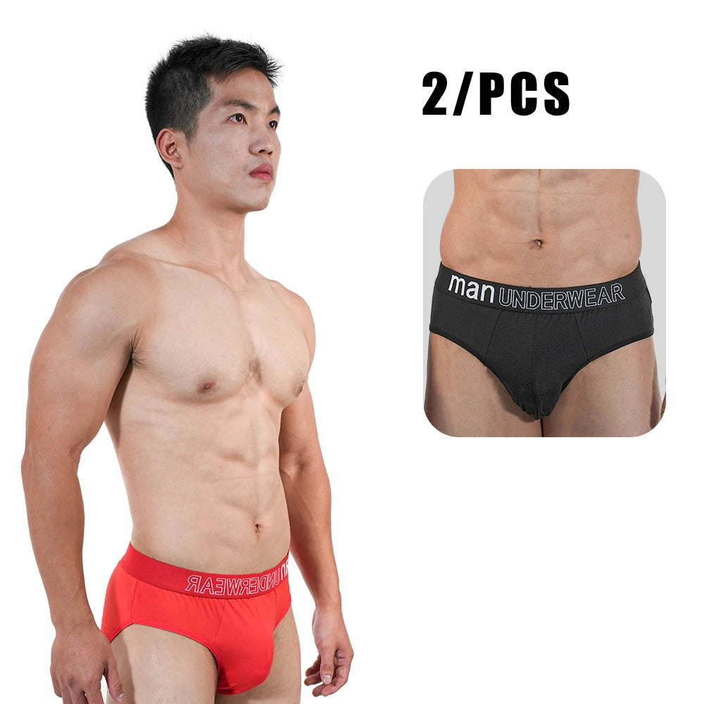 2Pcs Men‘s Large Briefs Mens Comfortable Underpants Man Sexy Gifts Underwear Stunend Breathable Triangle Panties Para Hombres