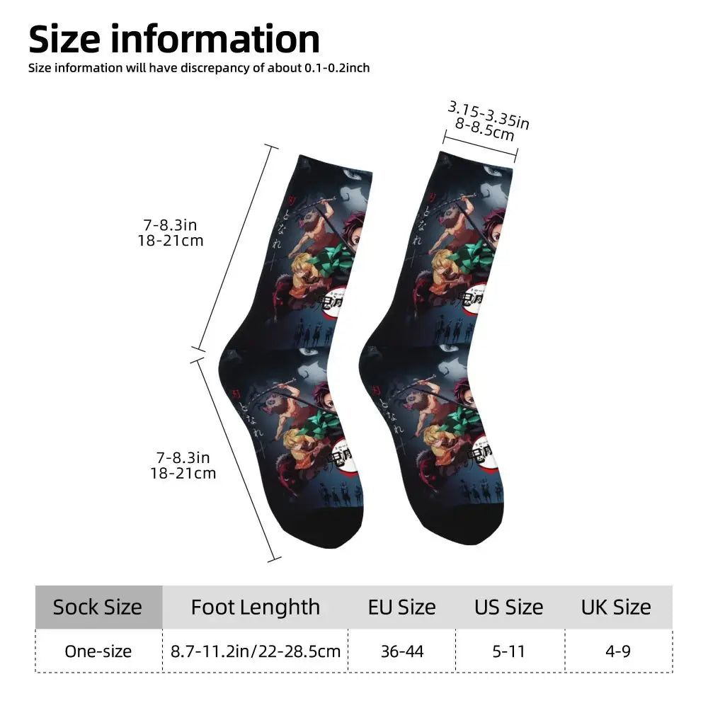 Custom Giyuu Tomioka Demon Slayer Men Women Crew Socks Unisex Kawaii Kimetsu No Yaiba Spring Summer Autumn Winter Dress Socks
