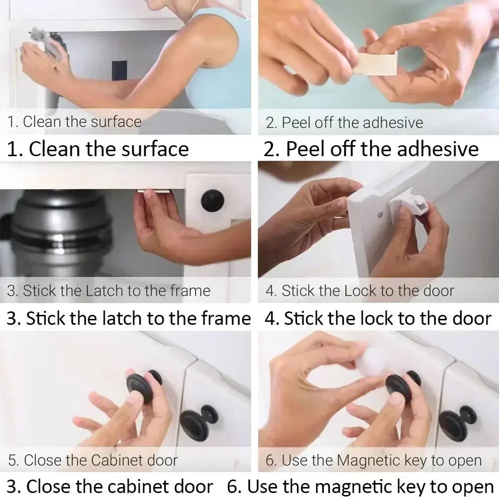 Magnetic Baby Safety Lock Children Protection Invisible Drawer Latch Cabinet Door Lock Limiter Children Security