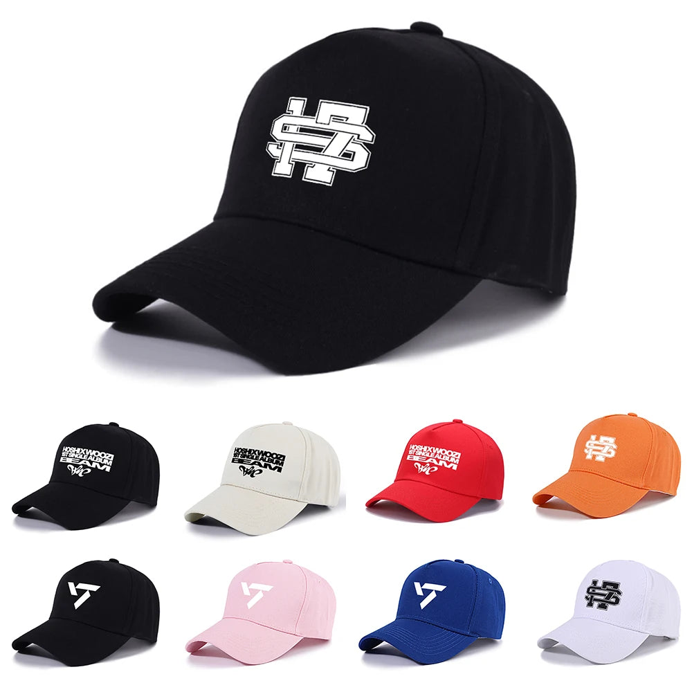 Kpop 17 Athletic Baseball HOSHI X WOOZI 1st Single Album BEAM CARAT Cap Graphic Print Ponytail Hats Gorras Para Hombres