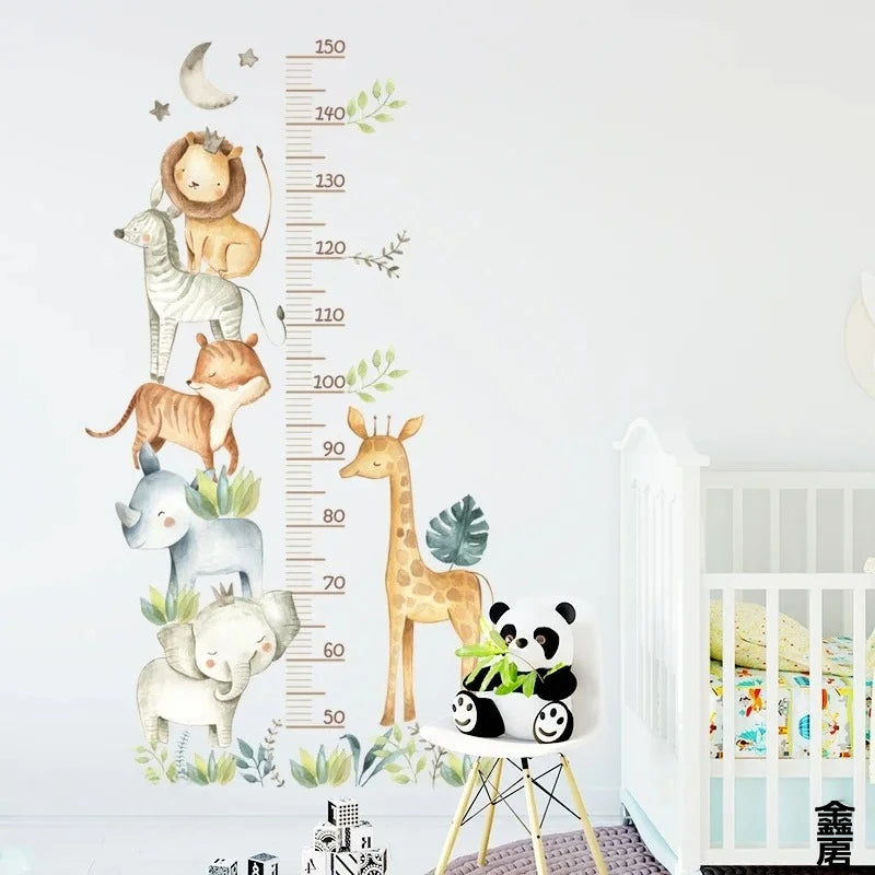 3PC Cartoon Animal Height Ruler Wall Stickers for Waterproof Removable PVC Home Decoration