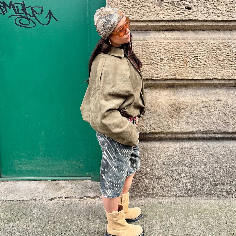 Fashion Coat Short Pant Women Set Casual Loose Lapel  Button Long Sleeve Female Jacket Suit 2025 Autumn High Street Lady Sets