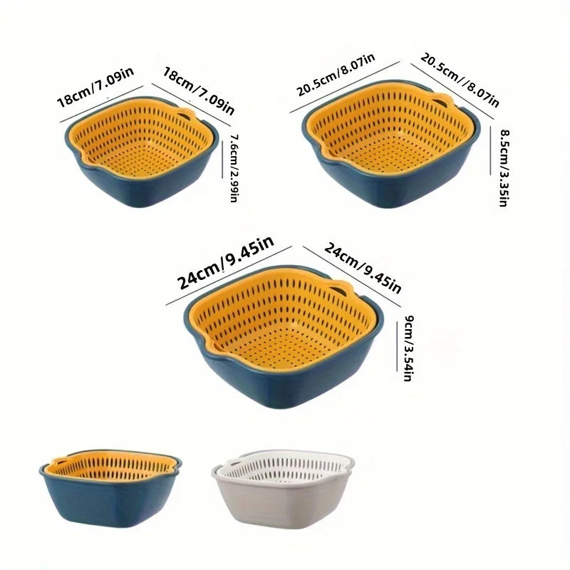 6-Piece Set/Double-Layer Draining Basket Kitchen Sink Strainer Basket Multifunctional Vegetable Washing Tool for Home Use
