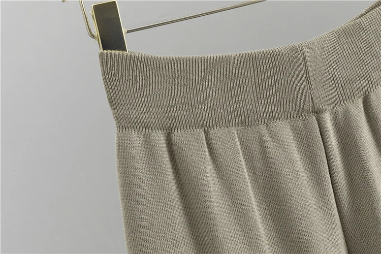 2026 Winter And Autumn Fashionable Elegant Women's Knitted 3-Piece Set cardigan Women's Sweater Women's Wide Leg Pants
