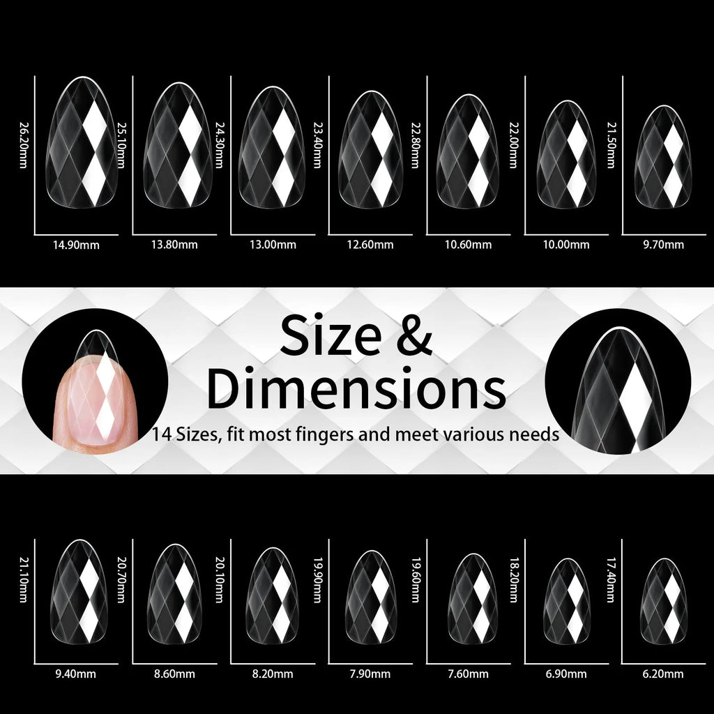 120/140Pcs 3D Diamond Almond Ballet Coffin False Nails Clear Press On Nails For Acrylic Gel Reusable Fake Tips DIY Nail Supplies