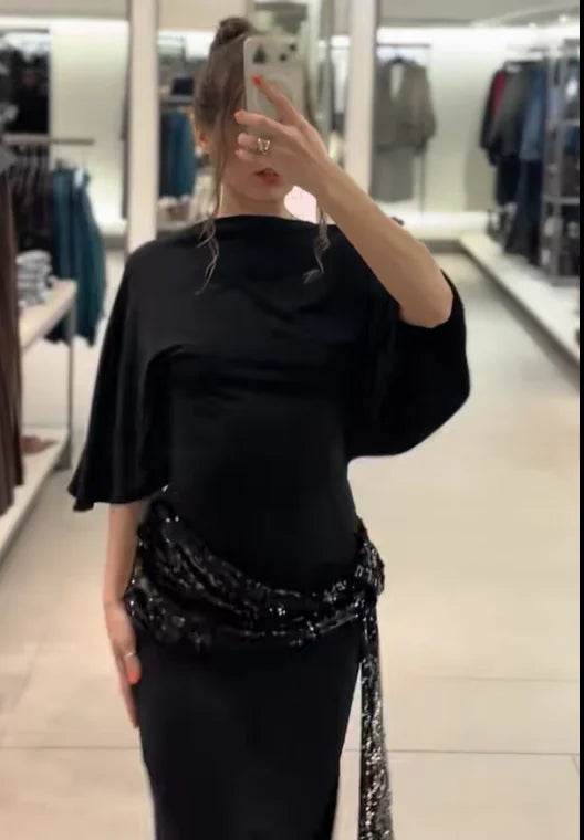 Lady Sexy Sequin Mesh Halter Long Party Dress Slim Sleeveless Backless Female Mermaid Dresses 2026 Spring Shiny Evening Gowns
