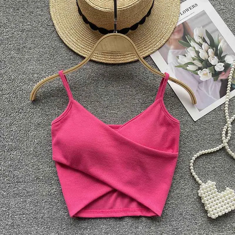  Irregular Casual Sport Camisole Women Strap Design Solid Fashion 2023 Y2K Elegant Ladies Chic Slim Tank Tops