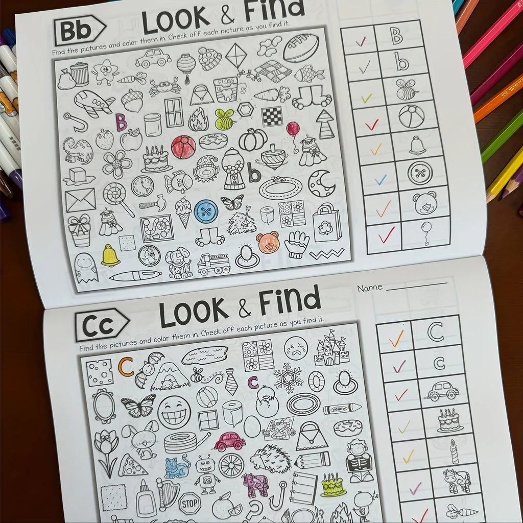 Interactive Look Find Coloring Book, Children's Search for Items Game, Enhance Visual Perception, Focus and Attention