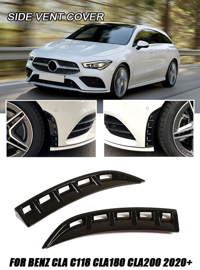 Fit For Mercedes-Benz Accessories C118 CLA180 CLA200 2020+ Front Bumper Canard Side Air Vent Splitter Fins Decorative Cover
