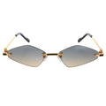 Luxury Hexagon Semi-Rimless Sunglasses Men Women Gold/Yellow/White Stainless Steel UV400 Glass Lenses Gradient Washable