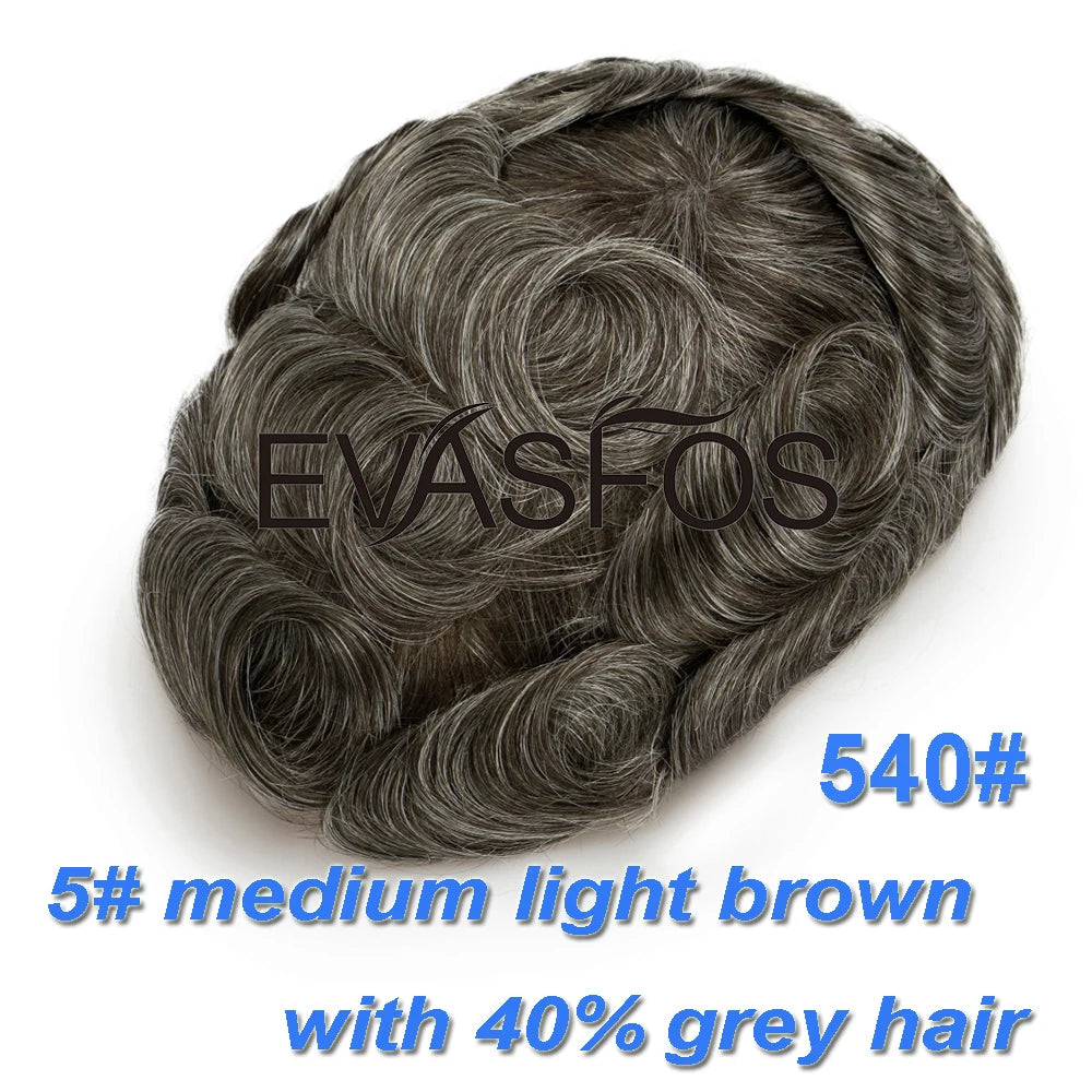 Invisible Knots Men Capillary Prosthesis Wig For Men 0.03mm Ultra Thin Skin Hair Replacement Men Toupee Natural Hair System Men