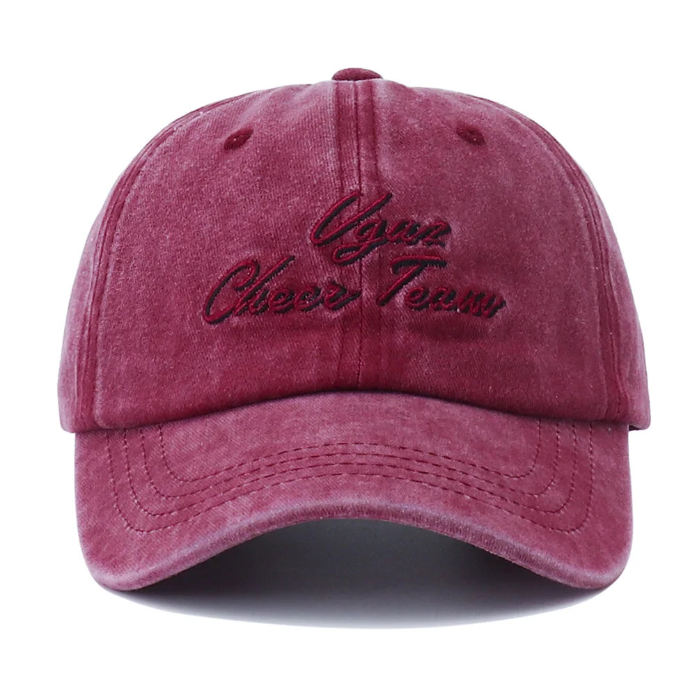 Unisex Letter Embroidery Washed Cotton Baseball Cap Adjustable Vintage Distressed Dad Hats for Women Men Gorras Para Hombres