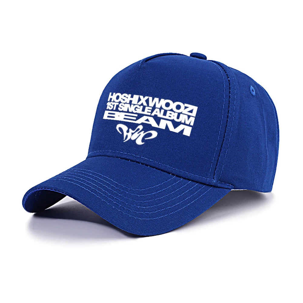 Kpop 17 Athletic Baseball HOSHI X WOOZI 1st Single Album BEAM CARAT Cap Graphic Print Ponytail Hats Gorras Para Hombres