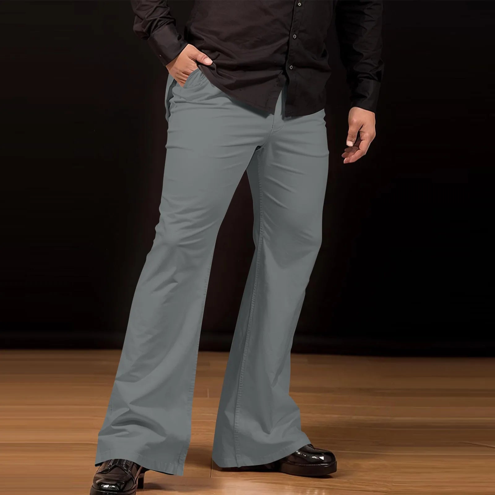 Flare Pants Men Spring Solid Color Daily Simple Classic Trousers Chic Comfortable Hip Hop Mopping Bottoms Disco Flared Pants